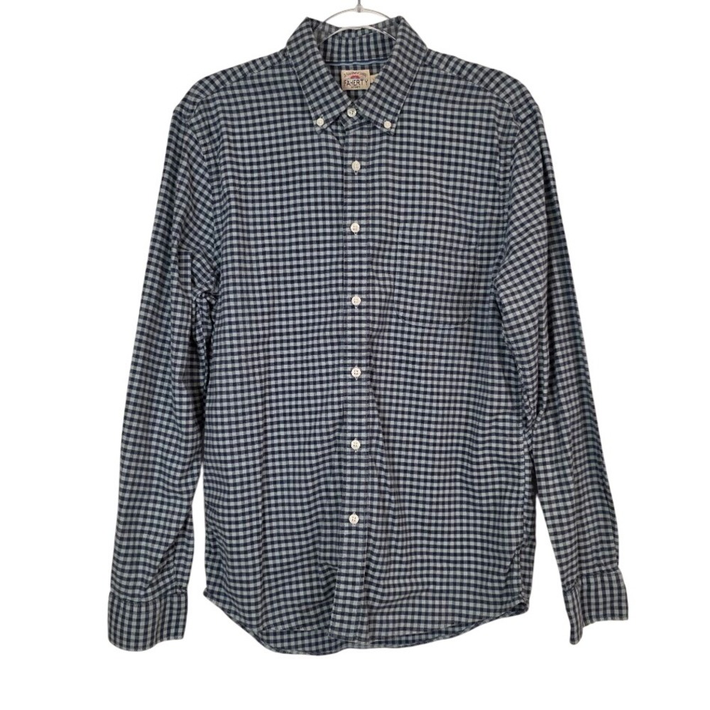 Faherty Men's L Stretch Oxford Button Down Shirt Blue Gingham Stretch MWS2301 - Picture 2 of 9